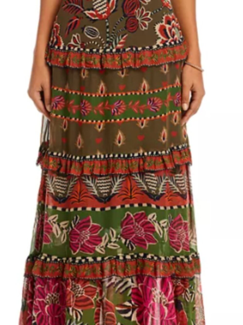 ✨ FARM Rio "Ainika Floral Garden" Multicolor Tiered Gypsy Maxi Skirt XS✨